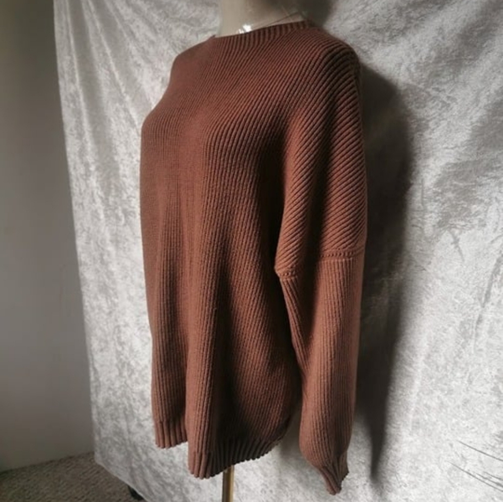 Mocha Viscose (Rayon) Nylon PBT Very soft oversized brown Bateau Neckline